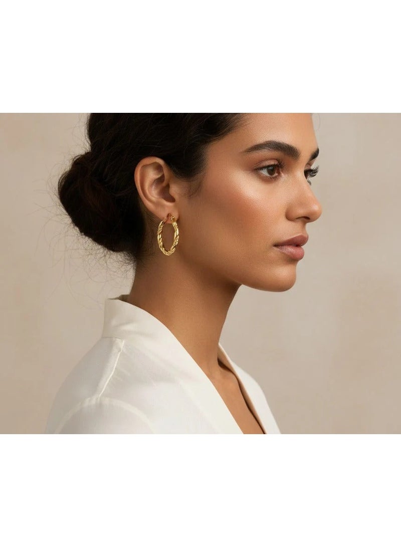 Vbranda ouble Oval Stainless Steel Drop Earrings EA-201 - Image 1